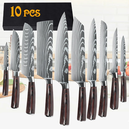 8/10pcs Kitchen Knives, High Carbon Stainless Steel