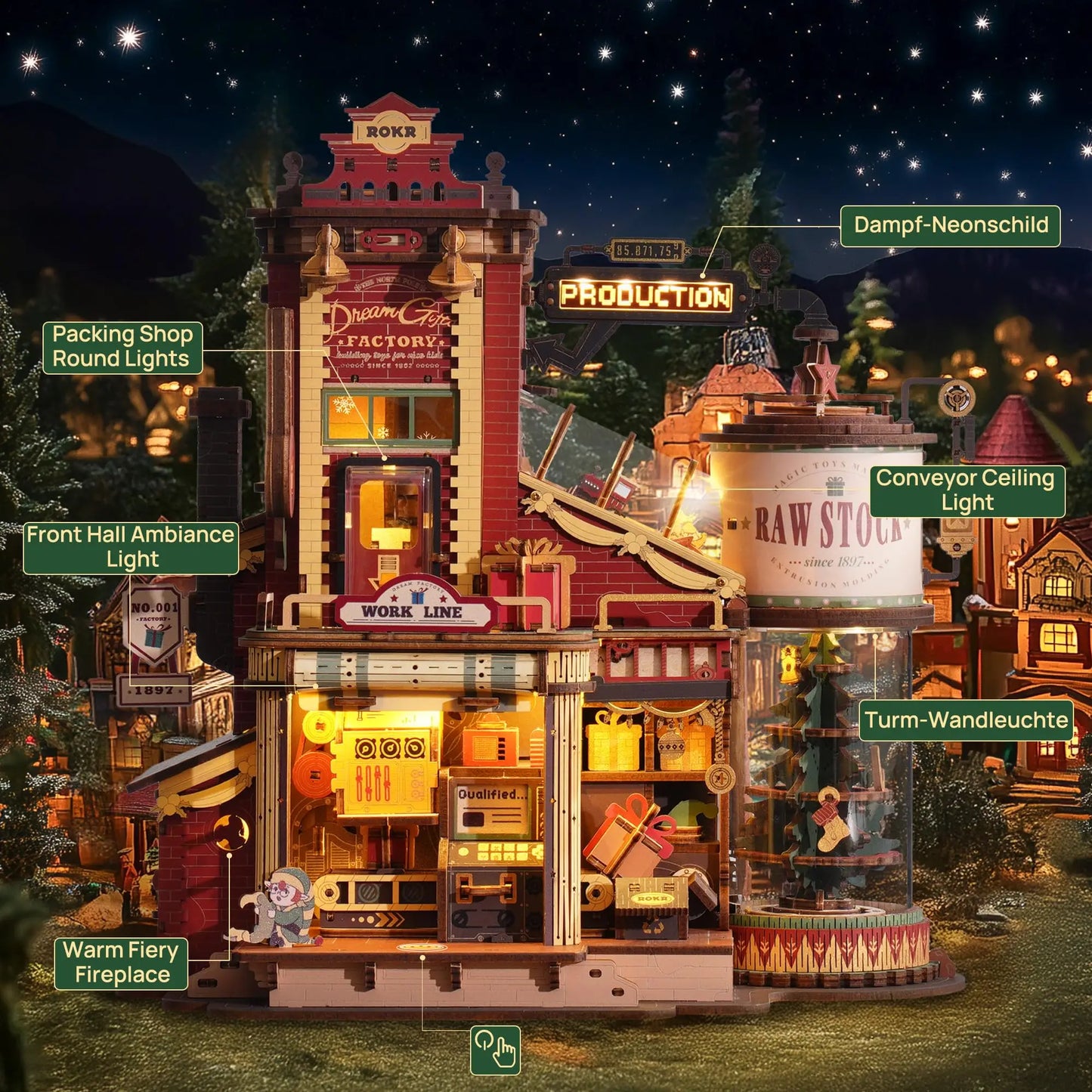 Robo-Time Dream Gift Factory, 3D Wooden Puzzle, Light and Music
