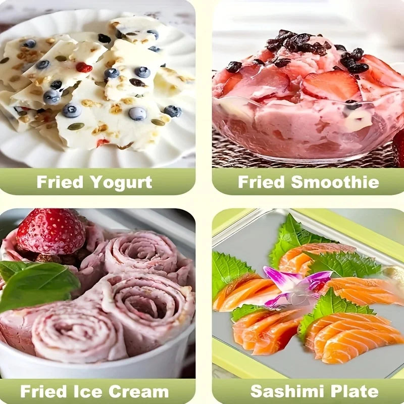 Stainless Rolled Ice Cream Maker Machine for Homemade Stir-Fry Frozen Yogurt Desserts