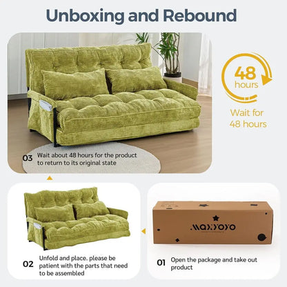 Versatile 5-Position Foldable Lazy Sofa Bed with 2 Pillows,