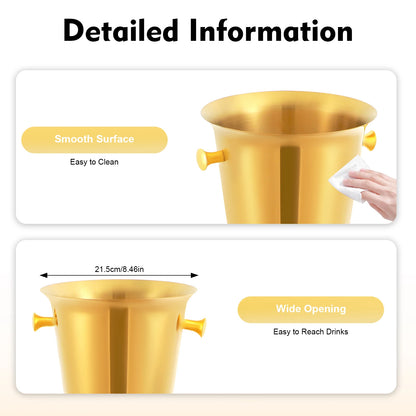 Premium 201 Stainless Steel Ice Bucket w/Stand - 5L Gold Wine/Champagne Chiller