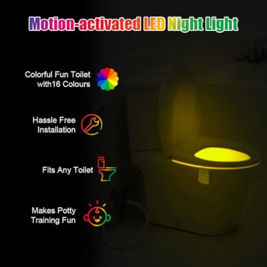 2pc Motion Sensor LED Toilet Night Lights, w/Star Projector, 16 Colors Changing