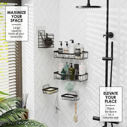 27pc Grey Bathroom Set w/Shower Caddy, Rugs, Curtain, and Accessories